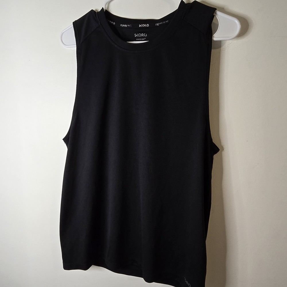 Skora Men's Small Qwick-Dry Running Stretch Performance tank top. Black