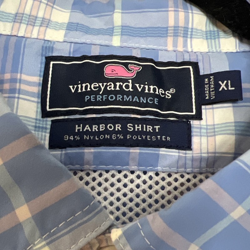 Vineyard Vines Mens Size XL Performance Fishing Harbor Shirt Vented Blue Nylon gallery