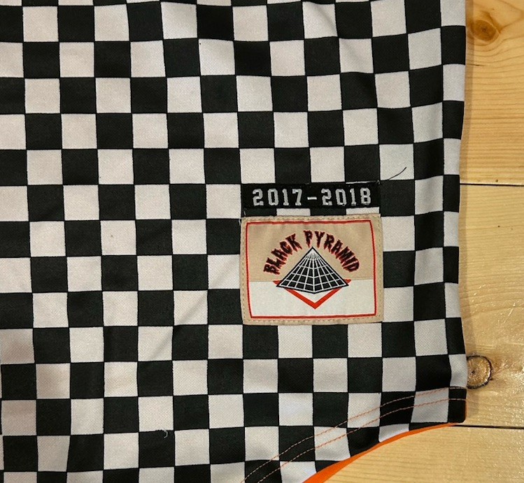 Black Pyramid Men's Jersey Size XL Racing Checkered Orange White Green gallery