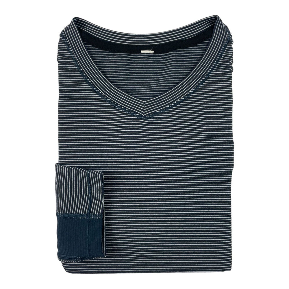 Lululemon Blue White Horizontal Stripe L/S Performance T Shirt Size Mens M