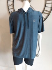 Neleus Workout Short Sleeve Hoodie Slate Gray Men’s Size 2XL (45-48)