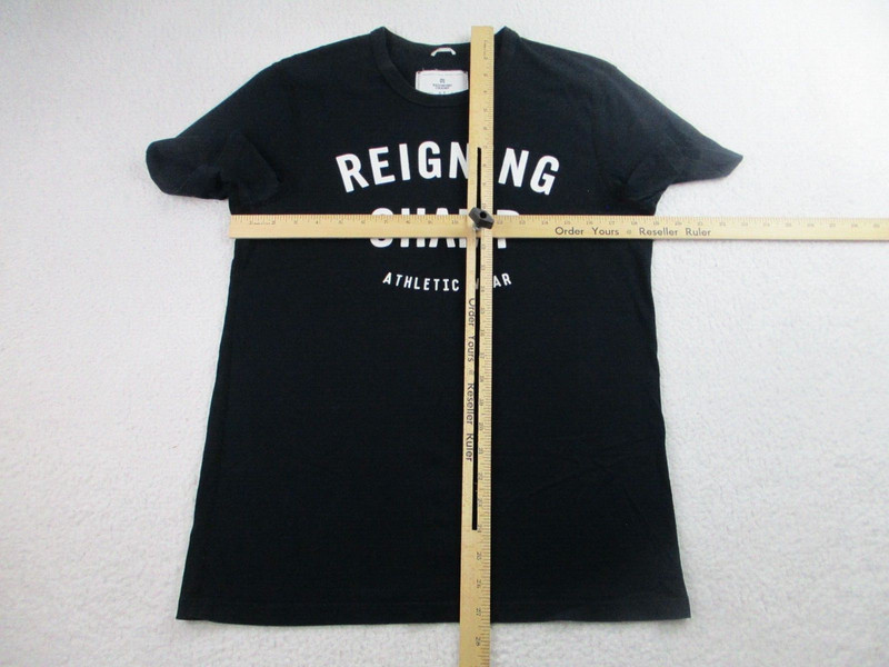 Reigning Champ T Shirt Mens Small Black Short Sleeve Workout Exercise Spellout gallery