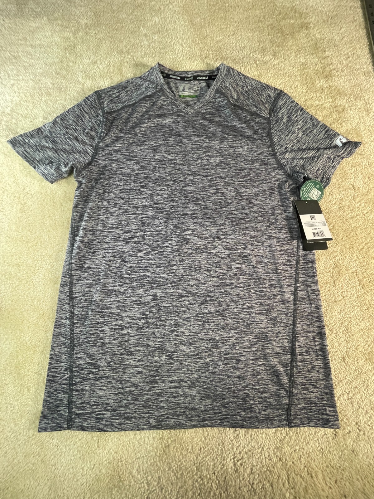 NWT Russell Athletic Dri-Power 360 Performance V Neck Tee Mens Medium Gray gallery
