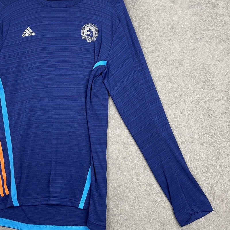 Adidas Supernova Shirt Mens Large Blue Long Sleeve 2014 Boston Marathon Running gallery