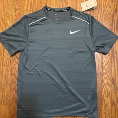 NWT Nike MENS MED Dri Fit Miler Running Shirt AJ7565-328 Pine Green Reflective