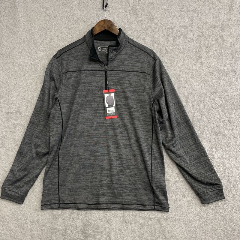 NEW Pebble Beach Men's M Performance Gray Quarter-Zip Pullover Sweatshirt gallery