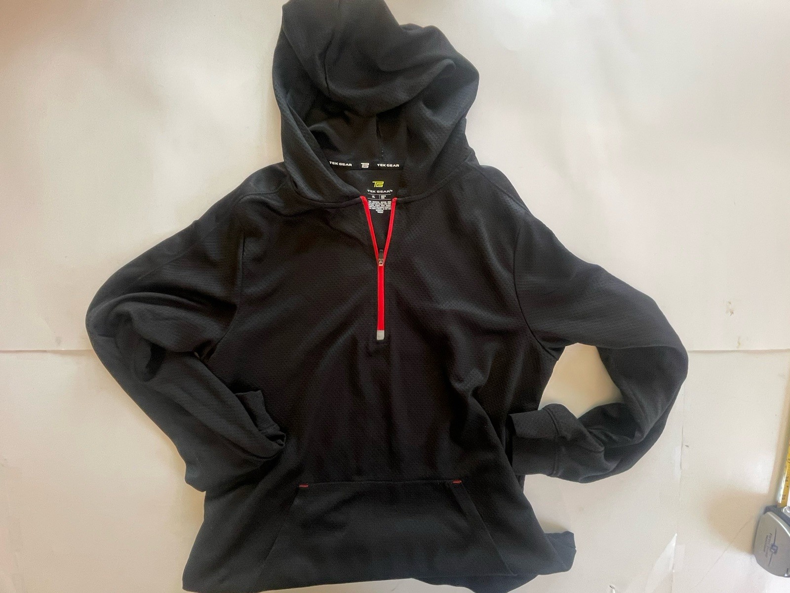 Tech Gear Black With Red Quarter Zip Lightweight Pullover. Size YXL Barely Worn gallery