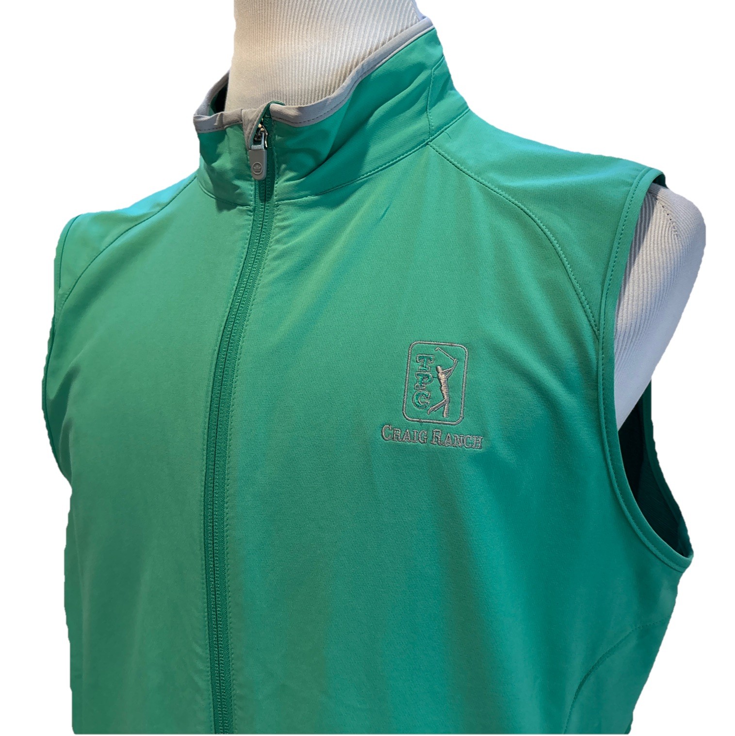 Peter Millar Performance Green TPC Craig Ranch Golf Full Zip Vest Size M. P19530 gallery