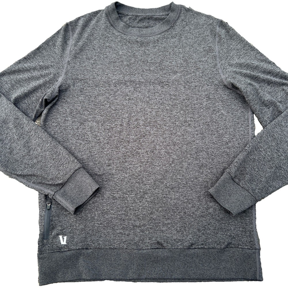 Vuori Ponto Performance Crewneck Black Heather Long Sleeve Shirt Mens Large