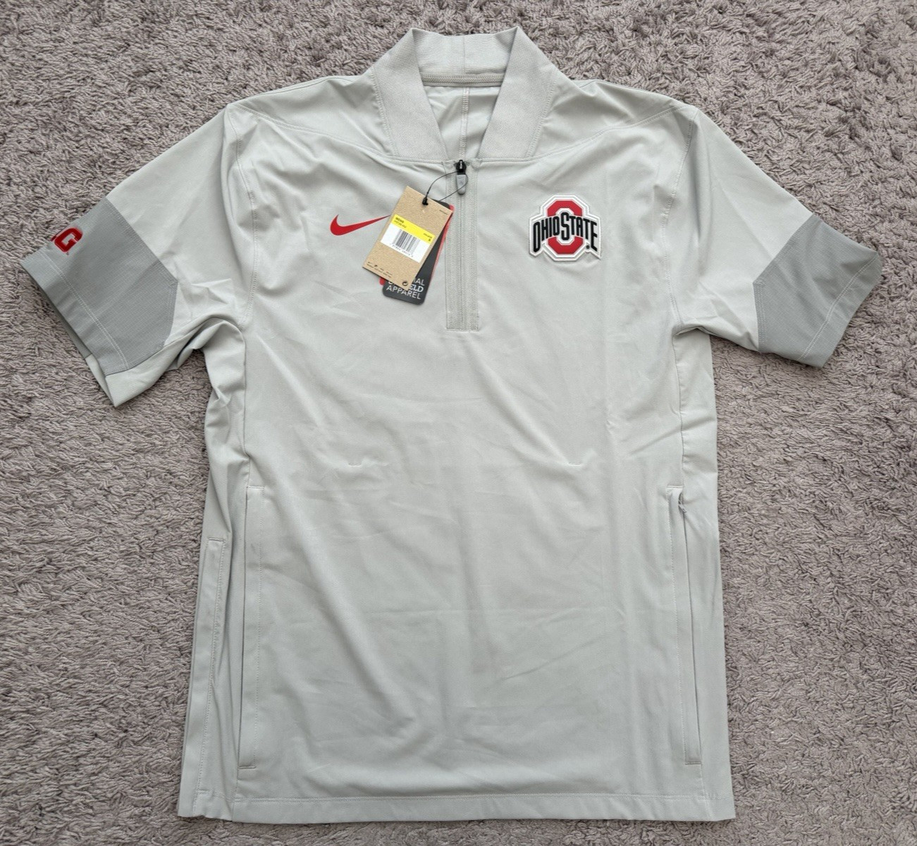 New Nike Ohio State OSU On Field Pullover 1/4 Zip Short Sleeve Vented Mens Small gallery