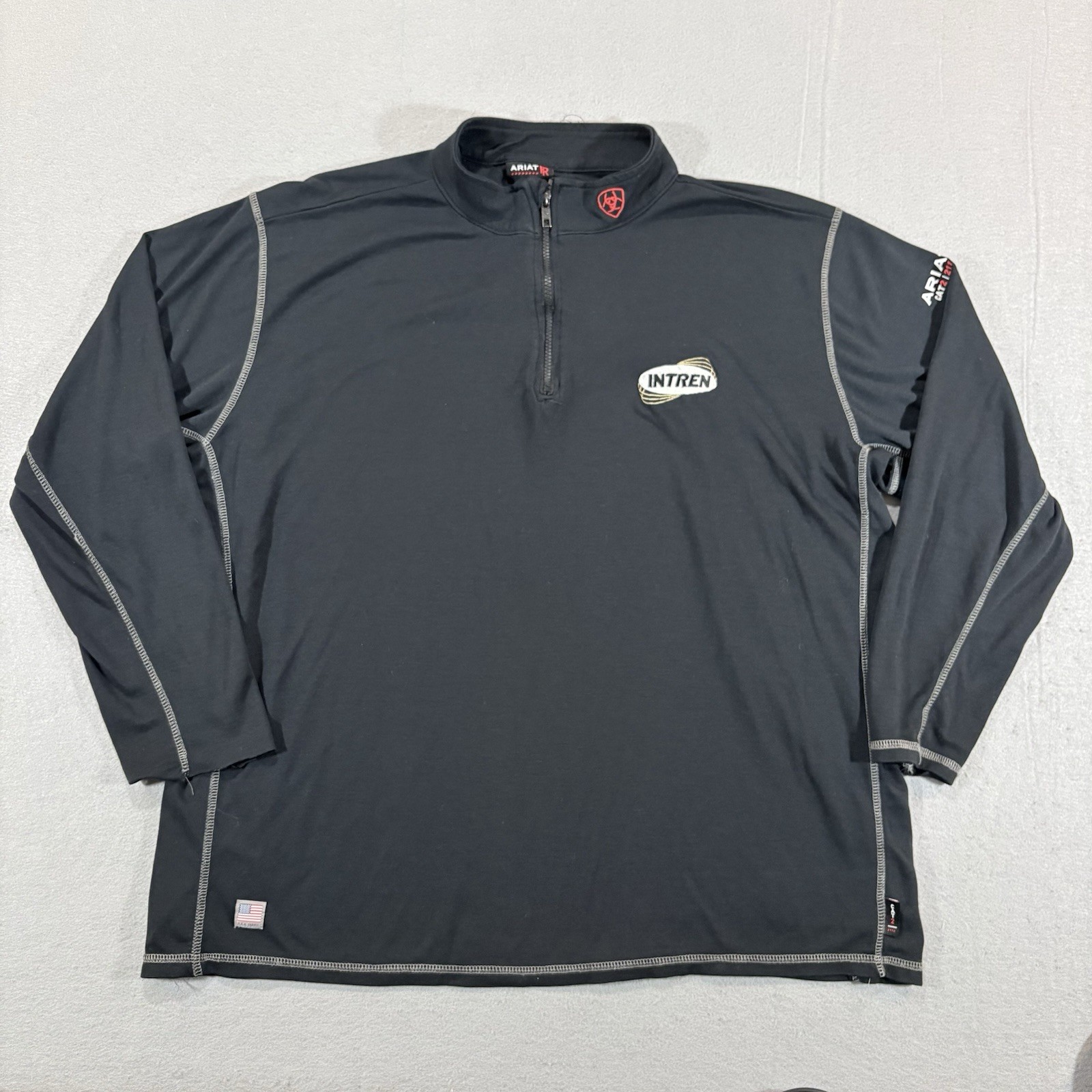 Ariat FR 1/4 Zip Shirt Sz XXL Black Long Sleeve Cat2 Knit Read gallery