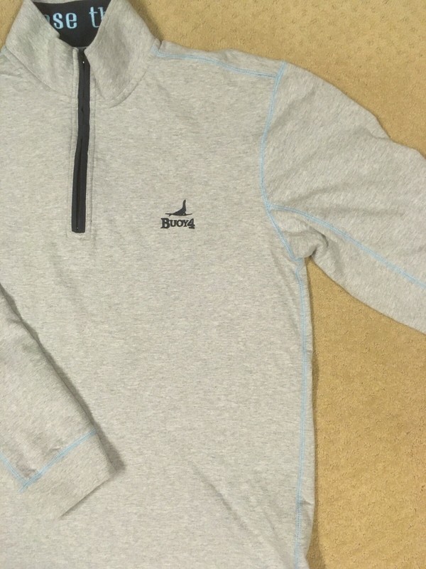 Buoy 4 Mens Pullover LARGE Gray 1/4 Zip Coastal Knit Nautical Seal Fishing gallery