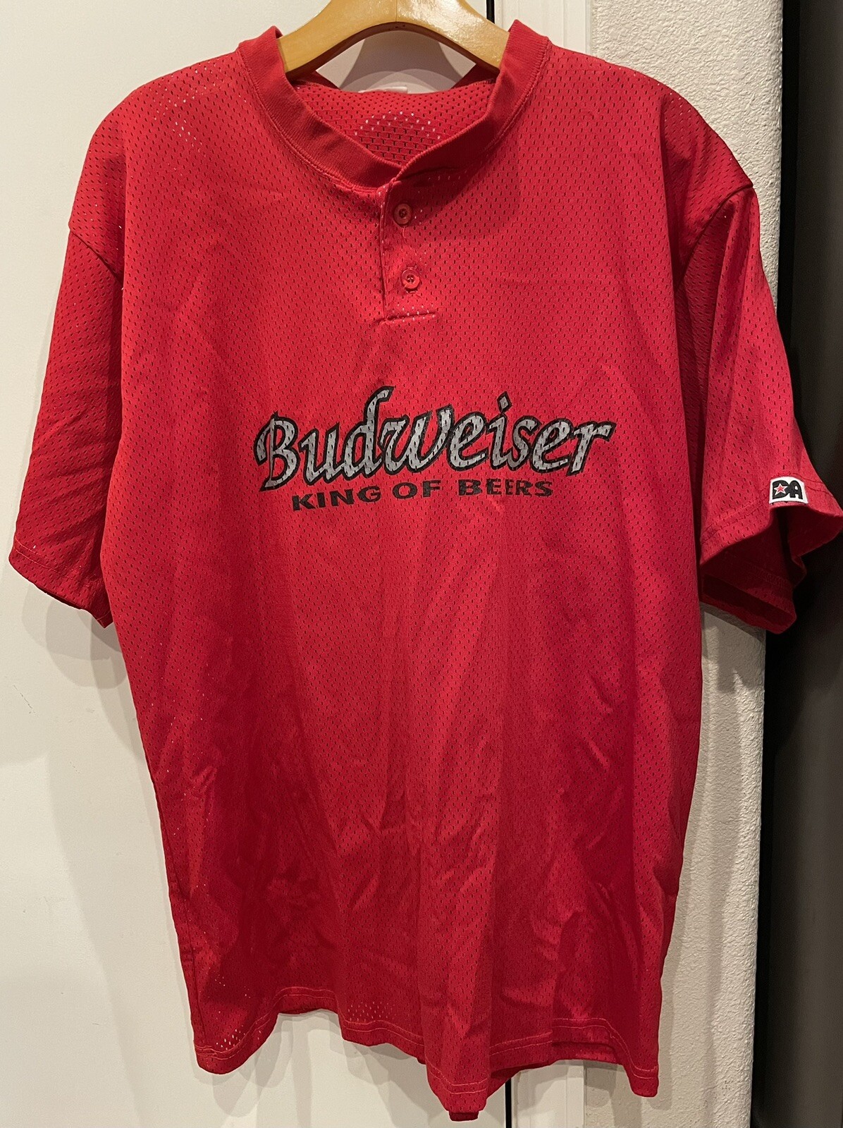 VTG Budweiser King Of Beers Baseball Jersey Red Size XL gallery