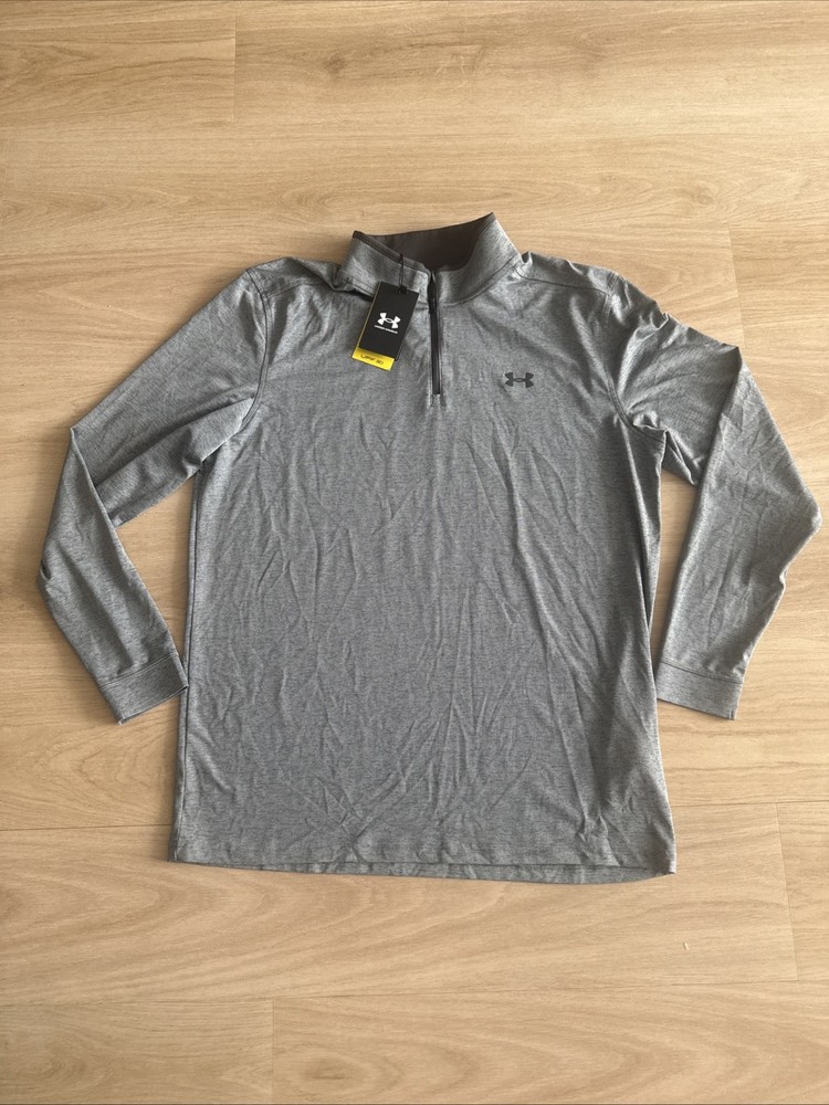 Under Armour Men’s Large Qtr Zip Golf Pullover Long Sleeve Gray NWT UPF 30