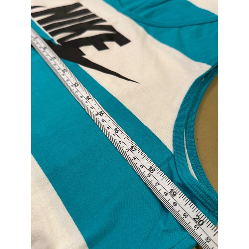 Vintage Red Tag Nike Tank Top Teal White Stripe Logo Sleeveless Mens Size L gallery