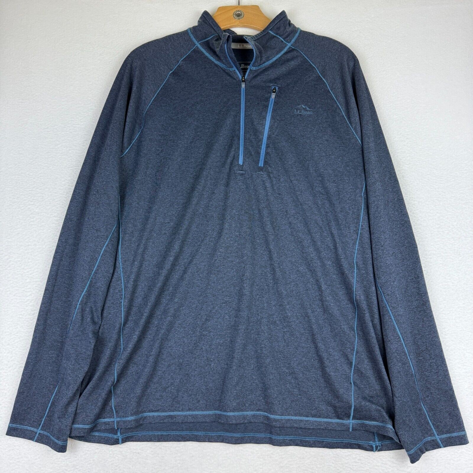 LL Bean Shirt Mens XL Regular Quick Day Trail Tee 1/4 Zip Mock Neck Blue 509467 gallery