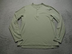 Lululemon Fundamental Shirt Mens L Green Long Sleeve Henley Athletic Running Top