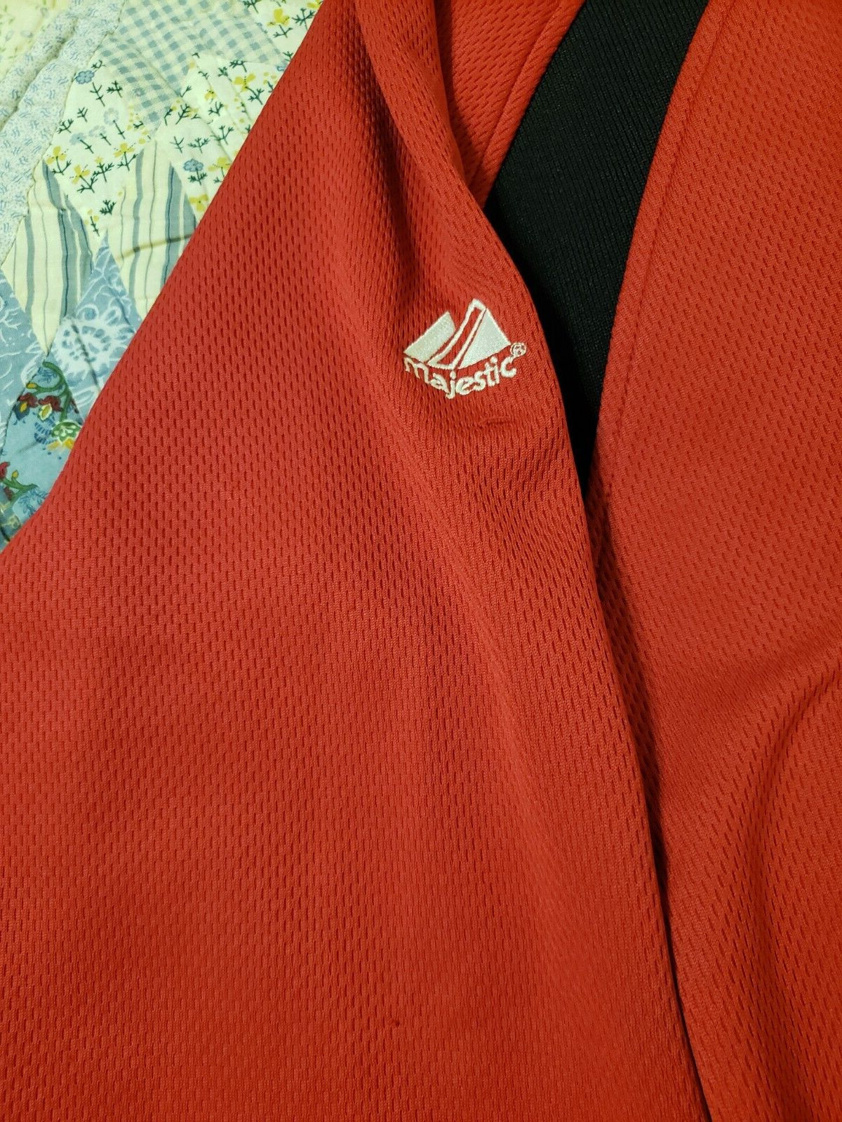 Majestic Therma Base Red and Black Long Sleeve Pullover Shirt Cardinal Logo gallery