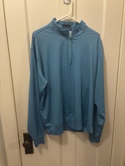 Turtleson Golf Performance 1/4 Zip Pullover Mens Blue Stretch Long Sleeve Geo L