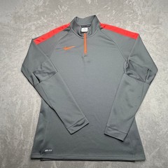 Nike 1/4 Zip Pullover Mens Medium Gray Orange Dri-FIT Soccer Training Top