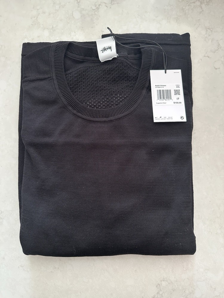 Size XXL - Nike x Stussy Long Sleeve Knit Jersey Black SS24 BRAND NEW
