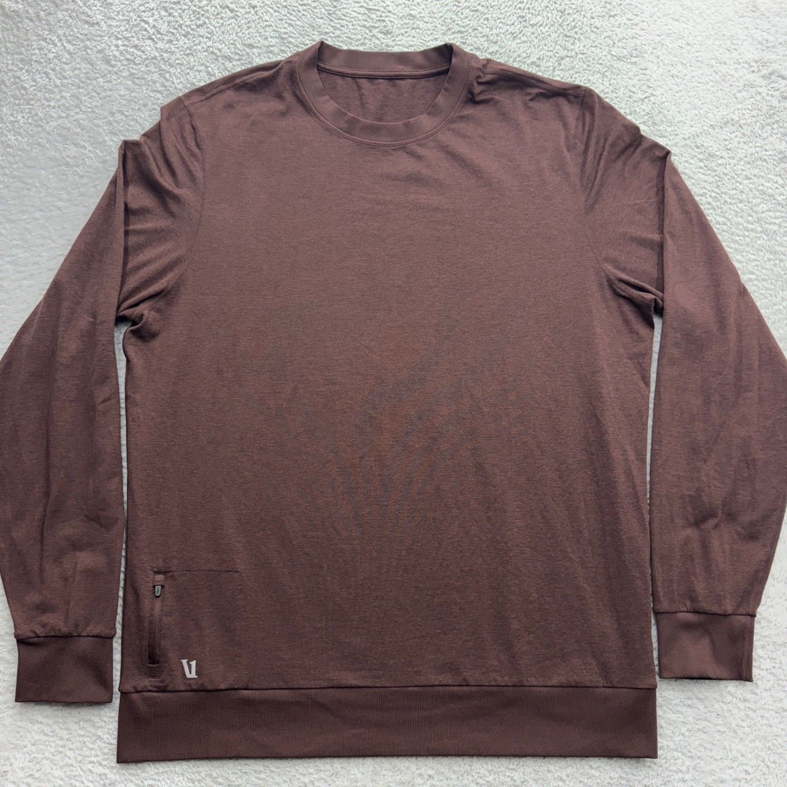 Vuori Ponto Performance Crewneck Mens XL Brown DreamKnit Long Sleeve Shirt V224 gallery
