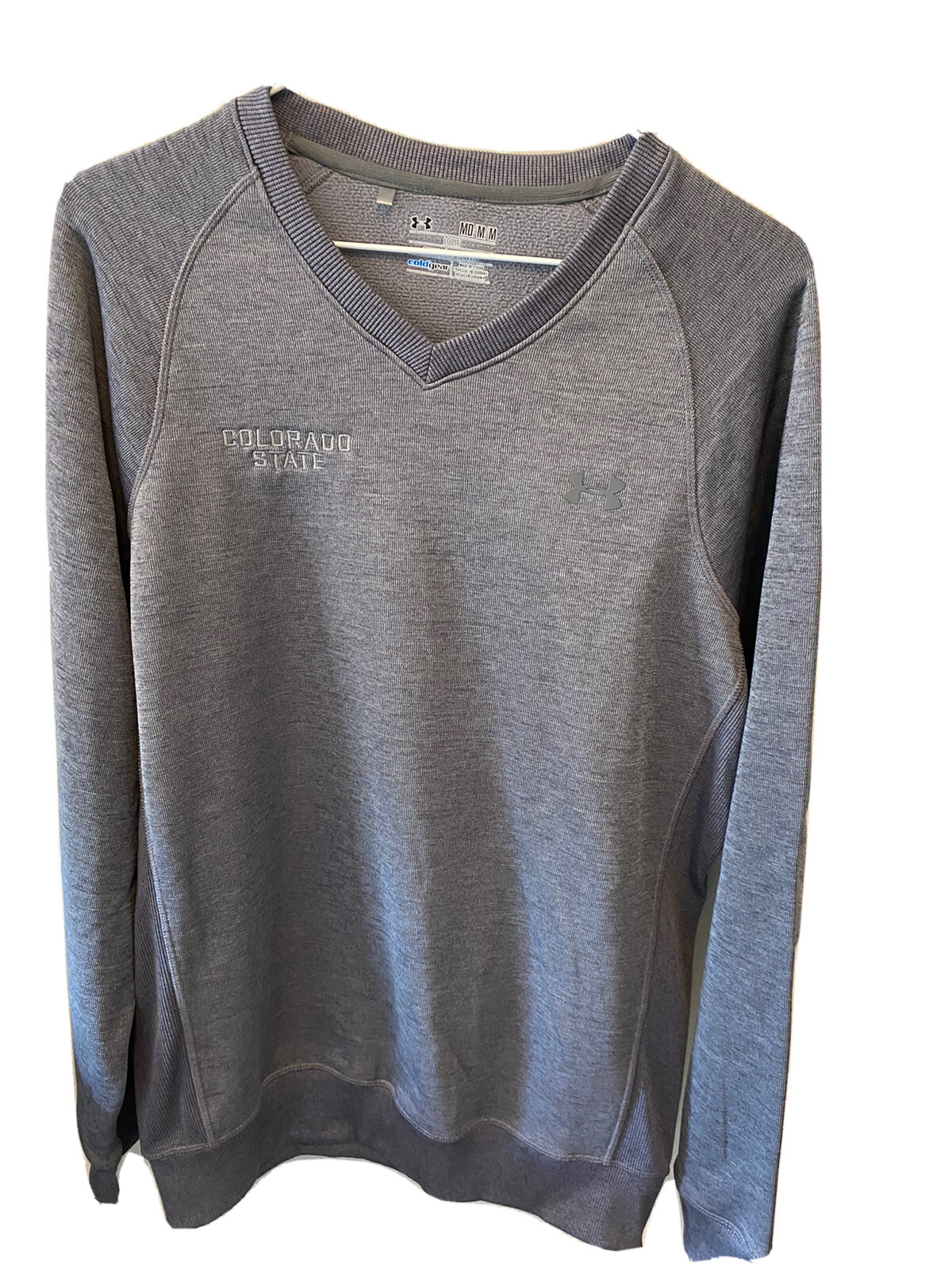 Under Armour Mens Medium Cold Gear Long Sleeve V-neck Fleece Lined- CSU Emb, gallery
