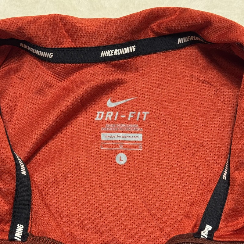 Nike Running DriFit 1/4 Zip Pullover L Red Long-sleeve with Thumb holes Men’s gallery