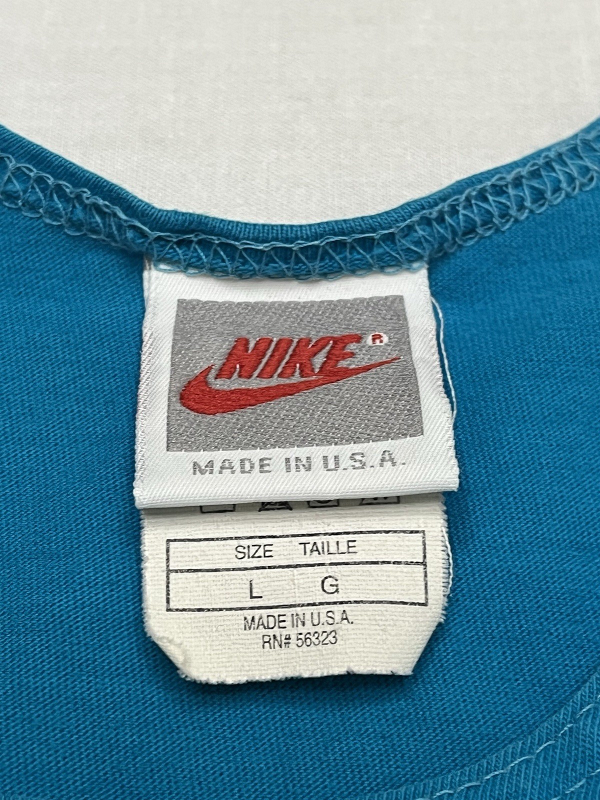 Vintage Nike Tank Top Shirt Men's Large Turquoise w/ Black Logo Made in USA gallery