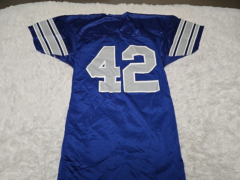 VTG DeLong Football Jersey Adult Small Blue #42 Silver Stripes (Lions Cowboys) gallery