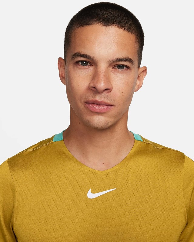 Nike Court Dri-Fit Advantage Tennis Mens Shirt Green Slim Fit DR6548-716 Size XL gallery
