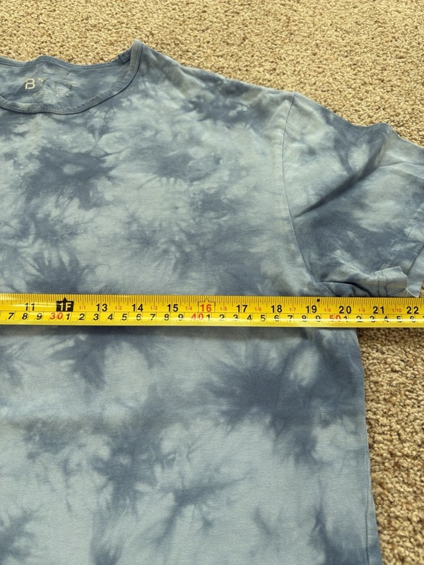 BYLT Mens Sky Blue Tye Dye Drop Cut Short Sleeve Shirt Size MEDIUM Casual gallery