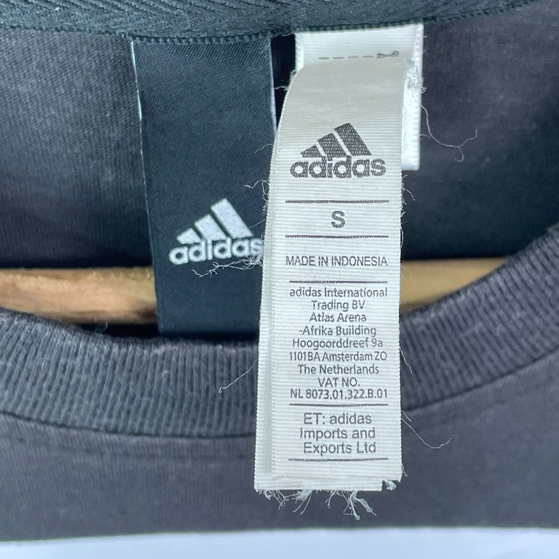 Adidas Essentials Shirt Mens Small Black Big Logo Print Short Sleeve Crew Neck gallery