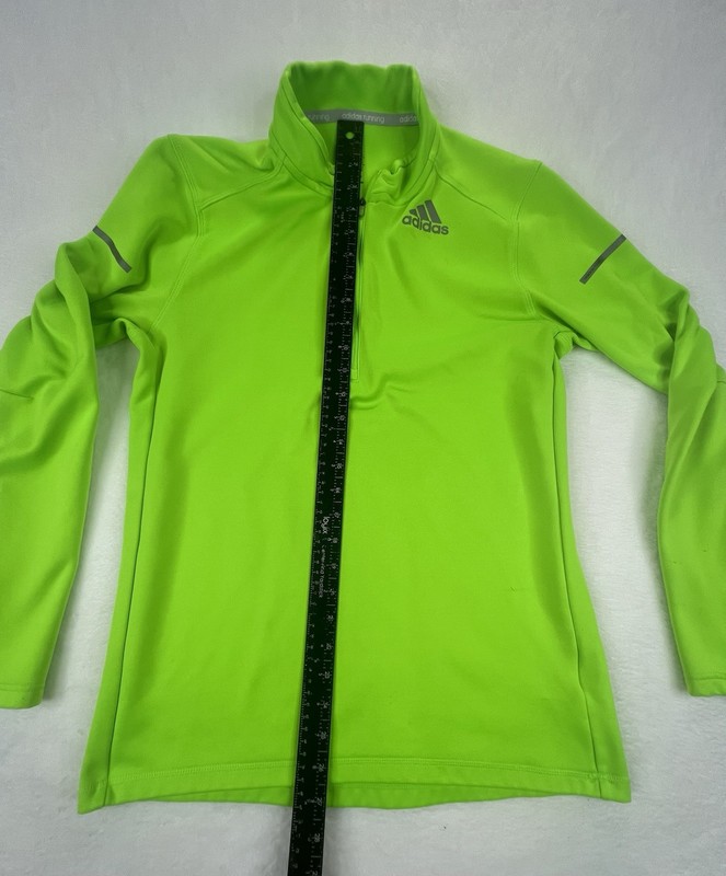 Adidas Running Climalite 1/4 Zip Pullover Green Reflective Strips Men’s Medium gallery