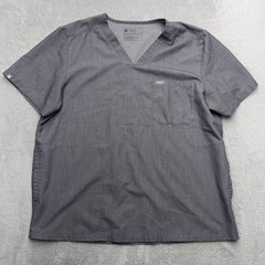 FIGS Scrub Top Mens XXL Gray Technical Collection V-Neck Short Sleeve Pocket