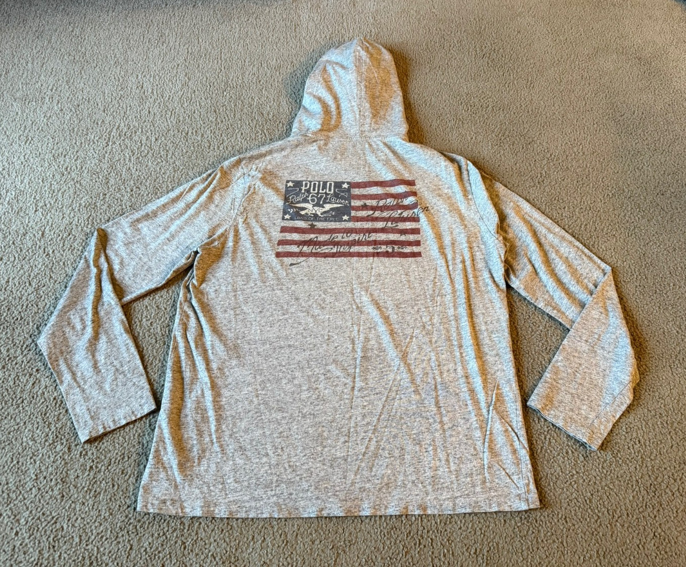 Polo Ralph Lauren Men's Gray Hooded Long Sleeve T-Shirt - Size XL gallery