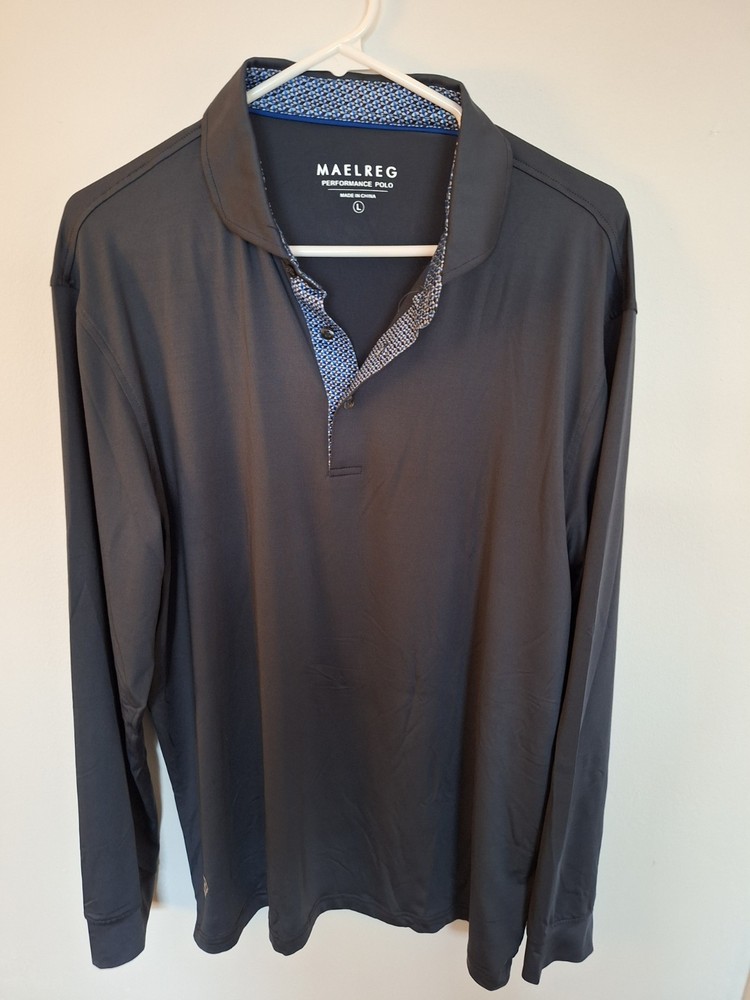 MAELREG Performance Polo Golf/Performance Long Sleeve Blue SZ L Stretch