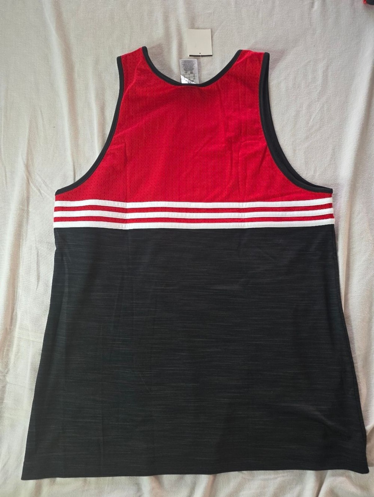 Men's adidas Black Red Tank Top White Stripes Trim Large NWT Flex Material gallery