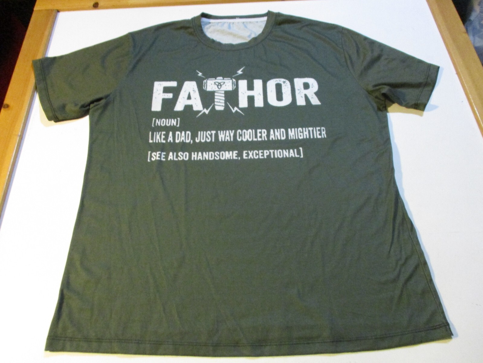 FATHOR LIKE A DAD. JUST COOLER & MIGHTIER THOR MJOLNIR ATHLETIC SHIRT XL COMIC gallery