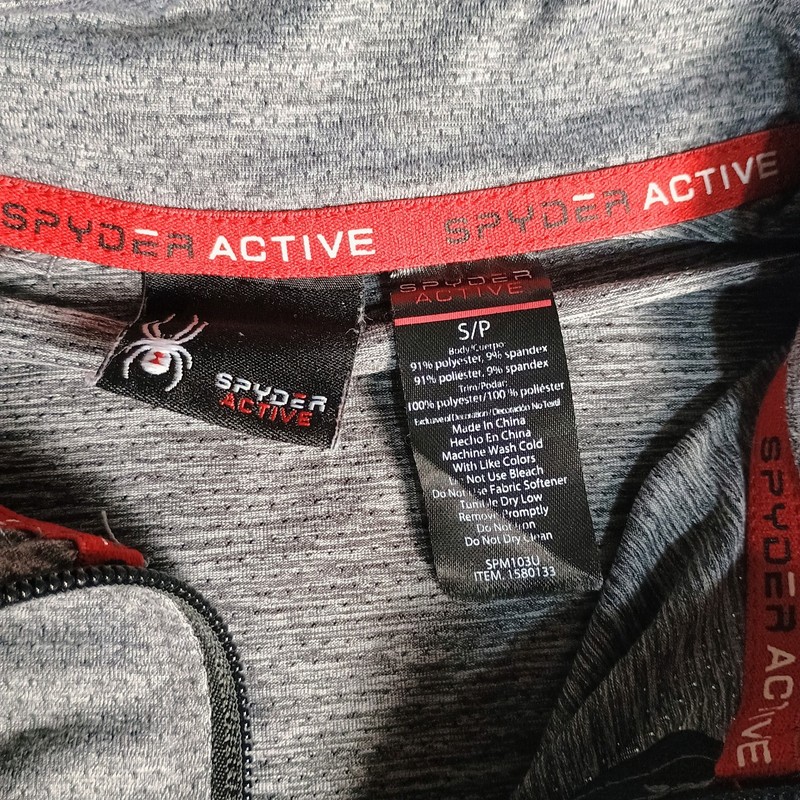 "Spyder Active Men's S Quarter Zip Pullover Gray ProWeb Sleeve Pocket S/P" gallery