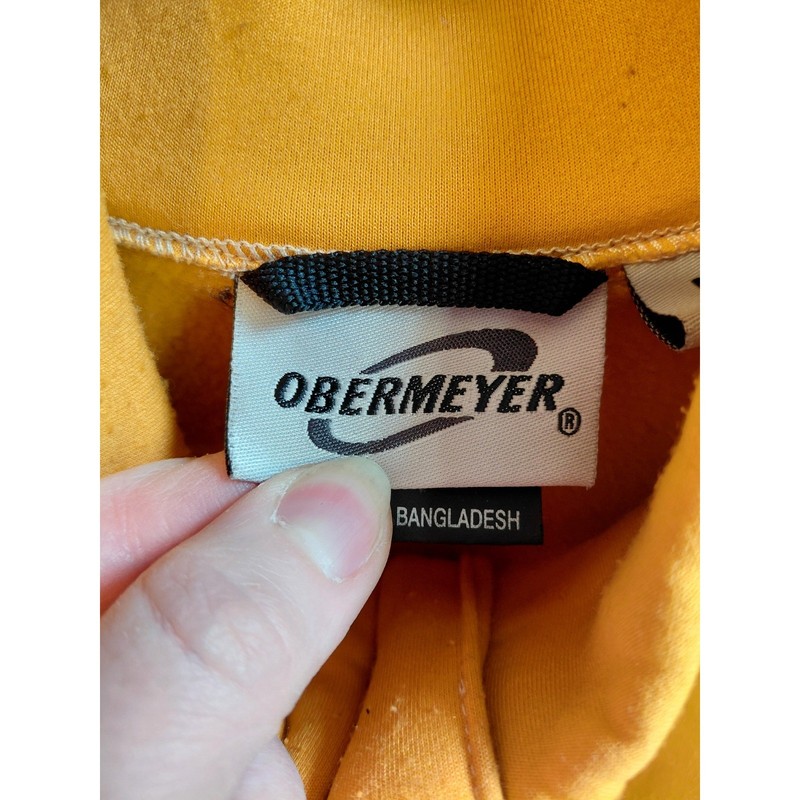 Obermeyer Mens 1/4 Zip Pullover Sweater Mustard Yellow Light Gray Size M gallery