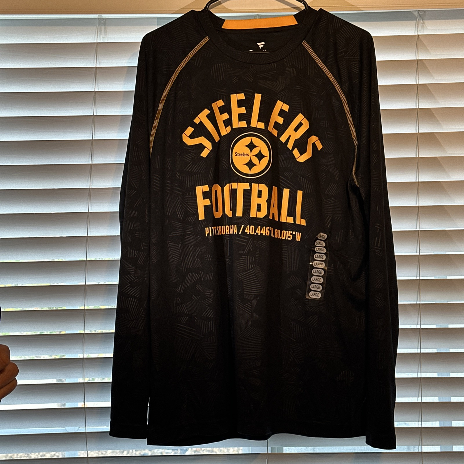 LS Men’s Steelers Shirt by Fanatics. Sz L. Black and Yellow Color Rush Style gallery