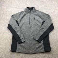 Spyder Pullover Mens Large Gray Black Half Zip Performance Fleece Ski Outdoor