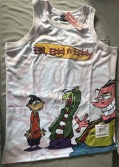 Ed Edd n Eddy Headgear Classics Nostalgia Animated White Pink Jersey Size XL NWT