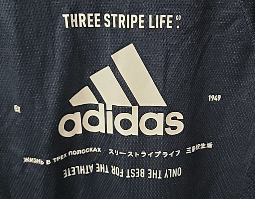 Adidas Navy Mesh Knit Snap Front Short Sleeve Sports Jersey Size M gallery