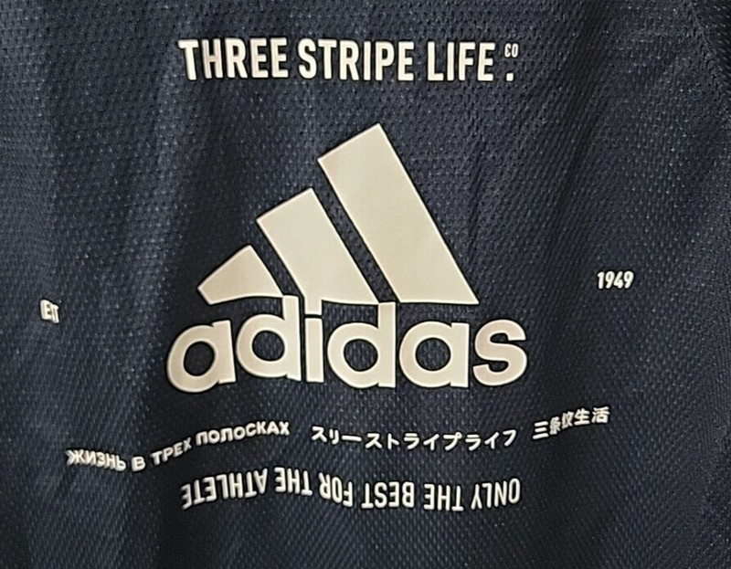 Adidas Navy Mesh Knit Snap Front Short Sleeve Sports Jersey Size M gallery