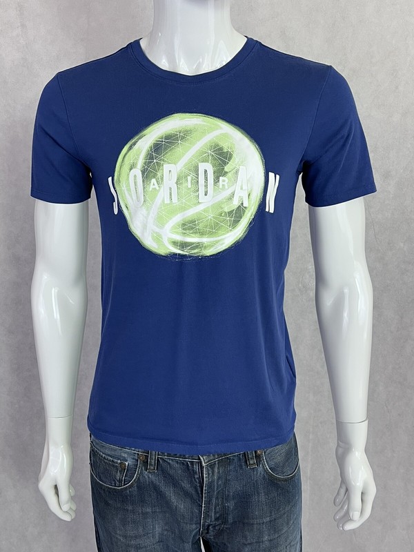 Nike Air Jordan Blue Mens Basketball Graphic Print Logo Cotton/Poly Tee Small gallery