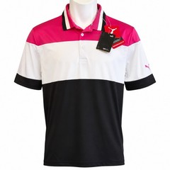 Puma Golf Performance Polo Shirt Medium Pink White Black Colorblock DryCELL NWT