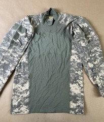 Massif Army Combat Shirt Mens Small Green ACU Camo Long Sleeve Mock Neck Uniform