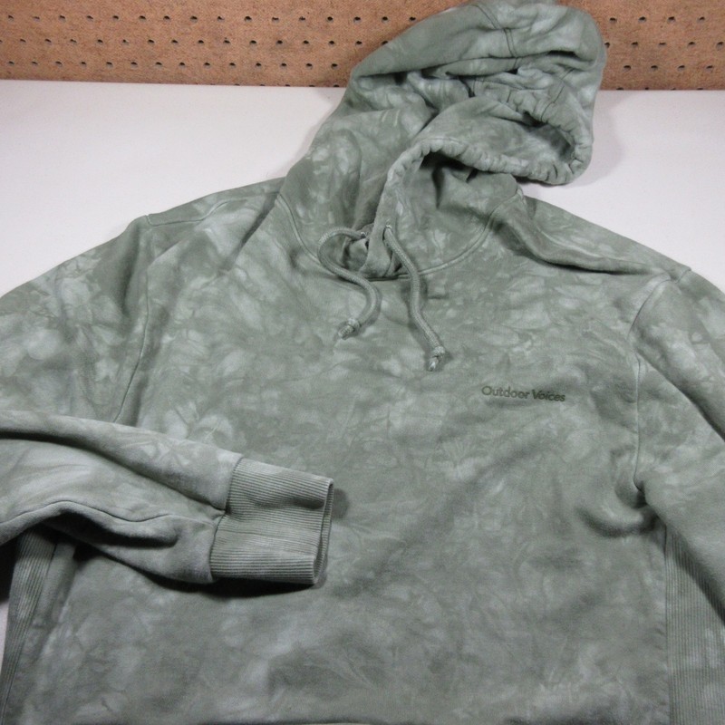 Outdoor Voices mens 2tone green tie dye heavy hoodie M EUC gallery